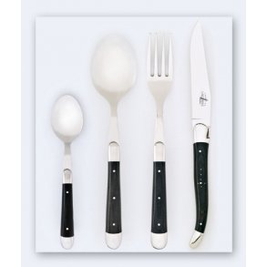 Bestik i sort horn / Laguiole